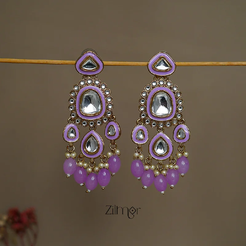 Women’s sterling silver earrings-FS101589  - Kundan Enameled Earrings(color option)