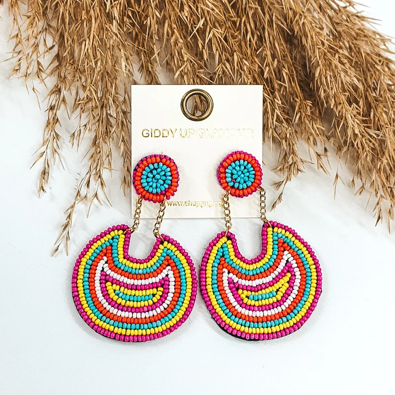 Women’s precious stone earrings-Mini Pure Perfection Seed Bead 2 Tiered Drop Earrings in Multi