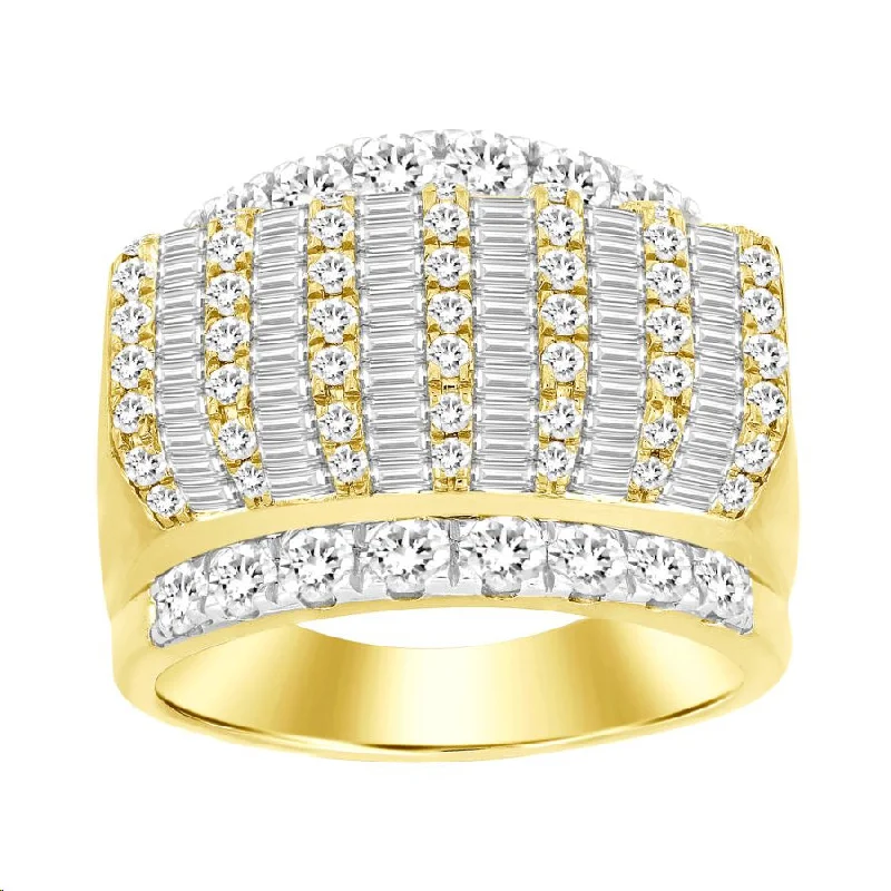 Women’s solitaire ring-MEN'S RING 3.00CT ROUND DIAMOND 10K YELLOW GOLD