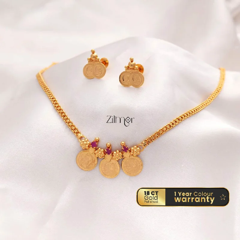 Women’s luxurious earrings-Gold tone small Kaashu chain with Matching Earrings