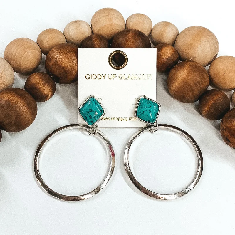 Women’s exclusive earrings-Party Crasher Circle Drop Earrings in Turquoise