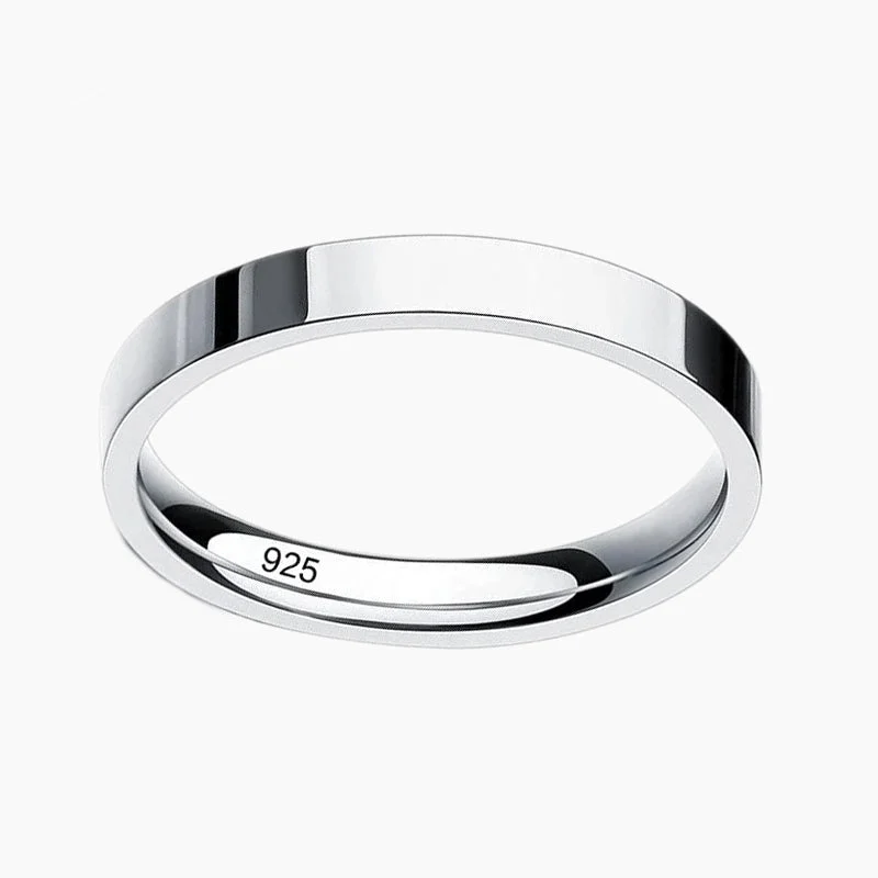 Women’s sleek silver ring-925 Sterling Silver Plain Ring Band