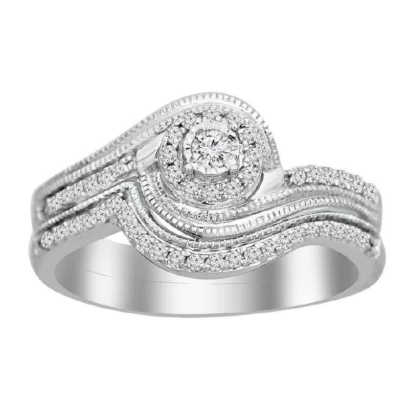 Women’s luxury gemstone ring-LADIES BIRDAL RING 0.25CT ROUND DIAMOND 10K WHITE GOLD