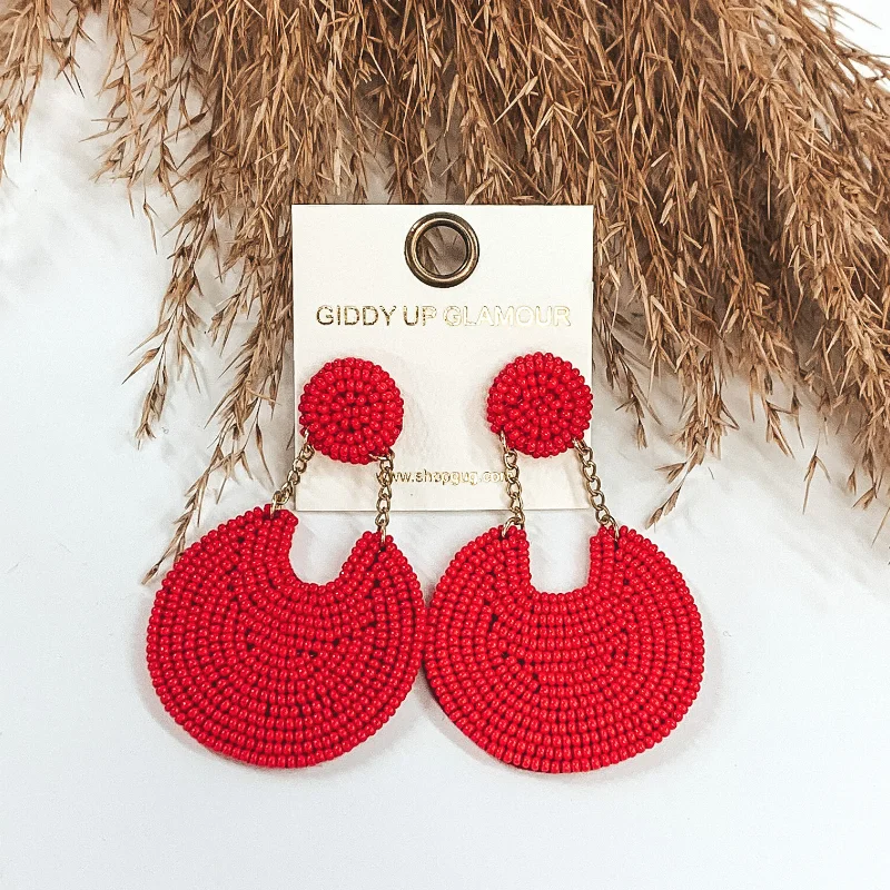 Women’s vintage-inspired earrings-Mini Pure Perfection Seed Bead 2 Tiered Drop Earrings in Red