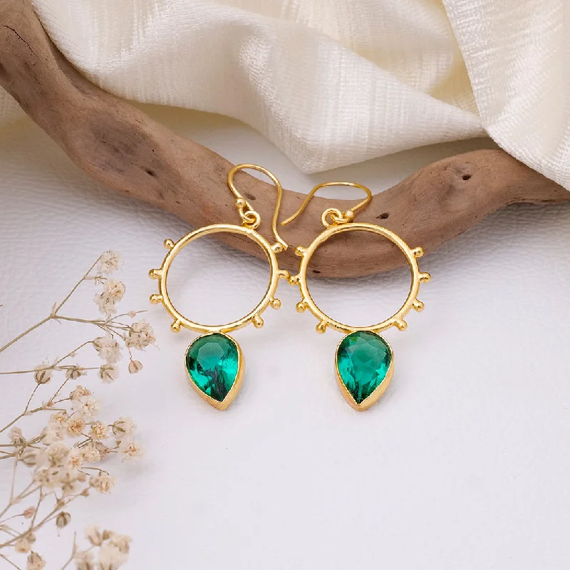 Women’s retro earrings-Golden Circle Dotted Drop Earrings - AS100760