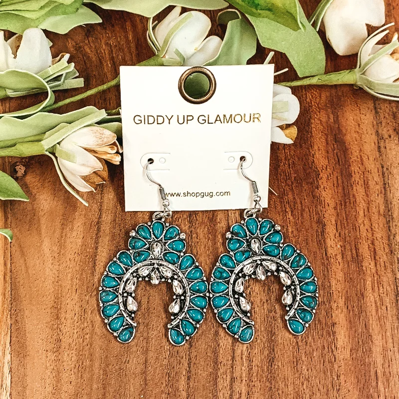 Women’s exclusive earrings-Western Squash Blossom Earrings in Turquoise