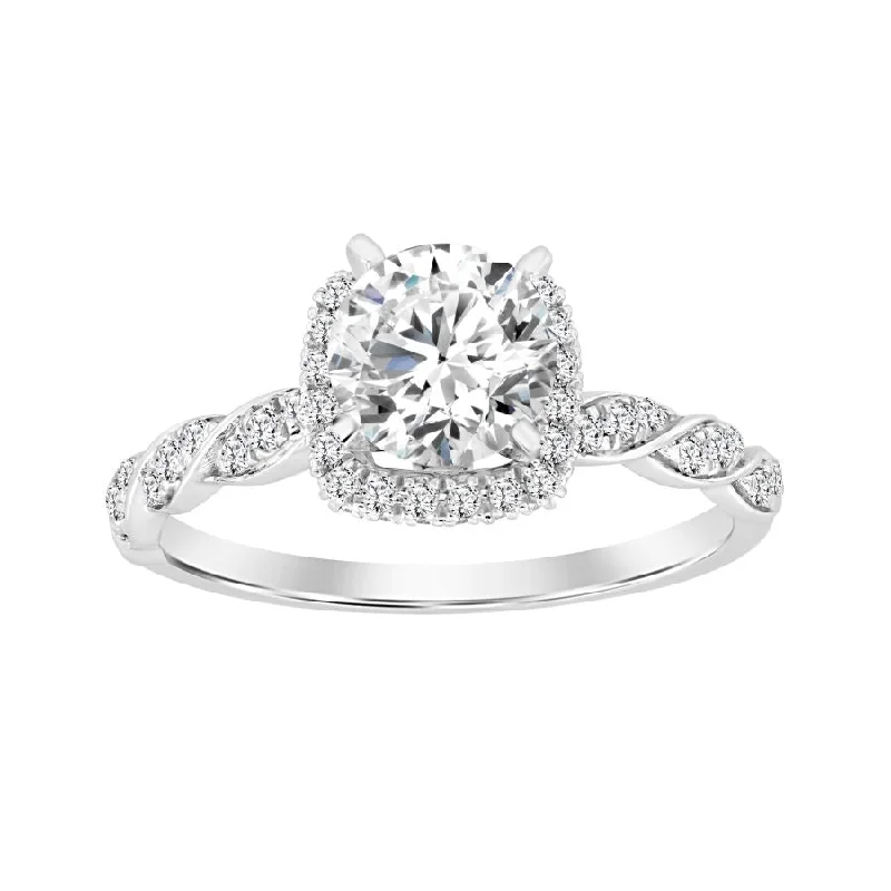 Women’s sterling silver ring-LADIES SEMI MOUNT RING 0.33CT ROUND DIAMOND 14K WHITE GOLD (CENTER STONE 1.00CT ROUND DIAMOND)