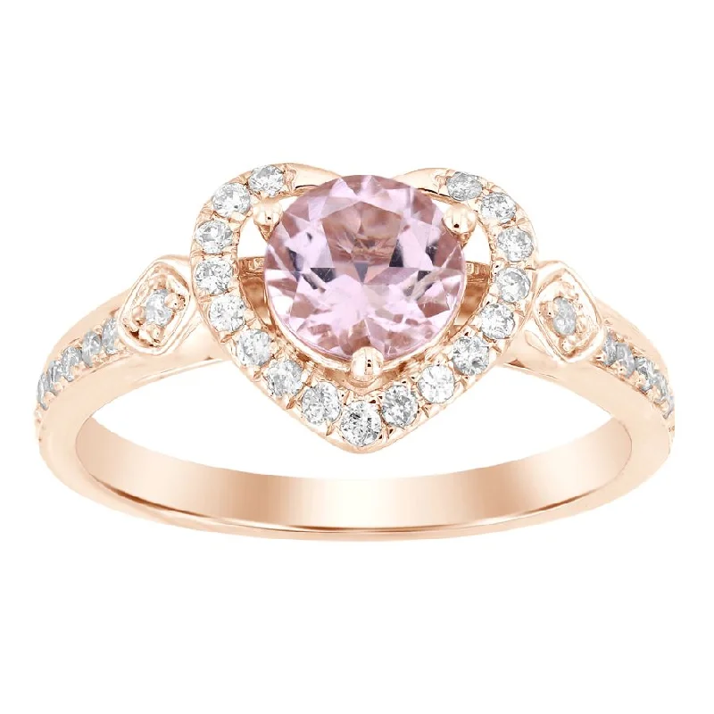 Women’s classic diamond ring-LADIES RING 1.00CT ROUND DIAMOND 14K ROSE GOLD (CENTER STONE PEACH MORGANITE ROUND DIAMOND-0.75CT)