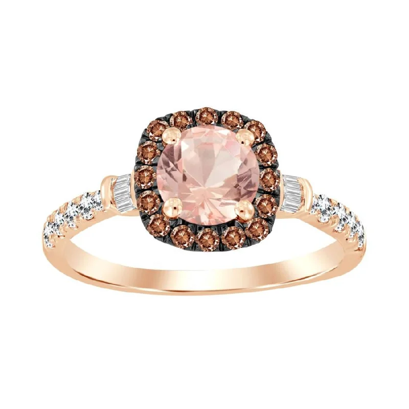 Women’s geometric ring-LADIES RING 1.25CT ROUND/BAGUETTE DIAMOND 10K ROSE GOLD