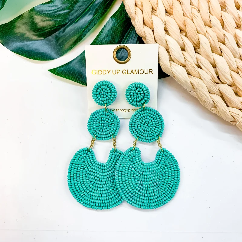 Women’s exclusive earrings-Pure Perfection Seed Bead 3 Tiered Drop Earrings In Turquoise