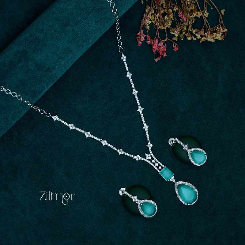 Women’s large stud earrings-OT1011212 - AD Stone Necklace Earrings Set