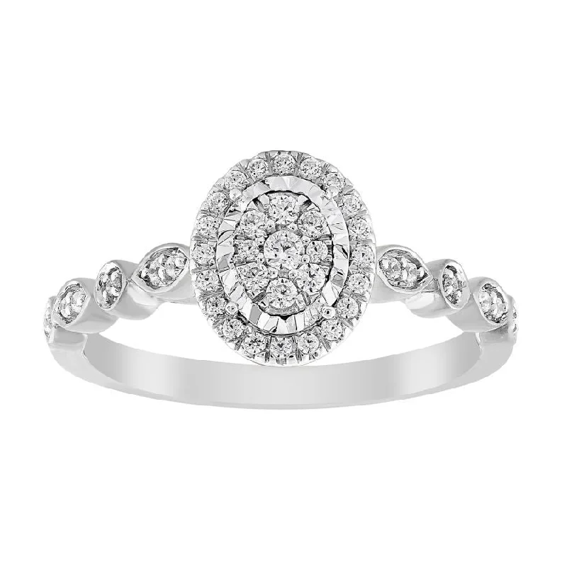 Women’s multi-stone ring-LADIES RING 0.20CT ROUND DIAMOND 10K WHITE GOLD