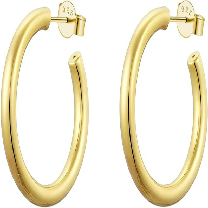 Women’s floral earrings-Classic Gold 25mm Hoop Earrings