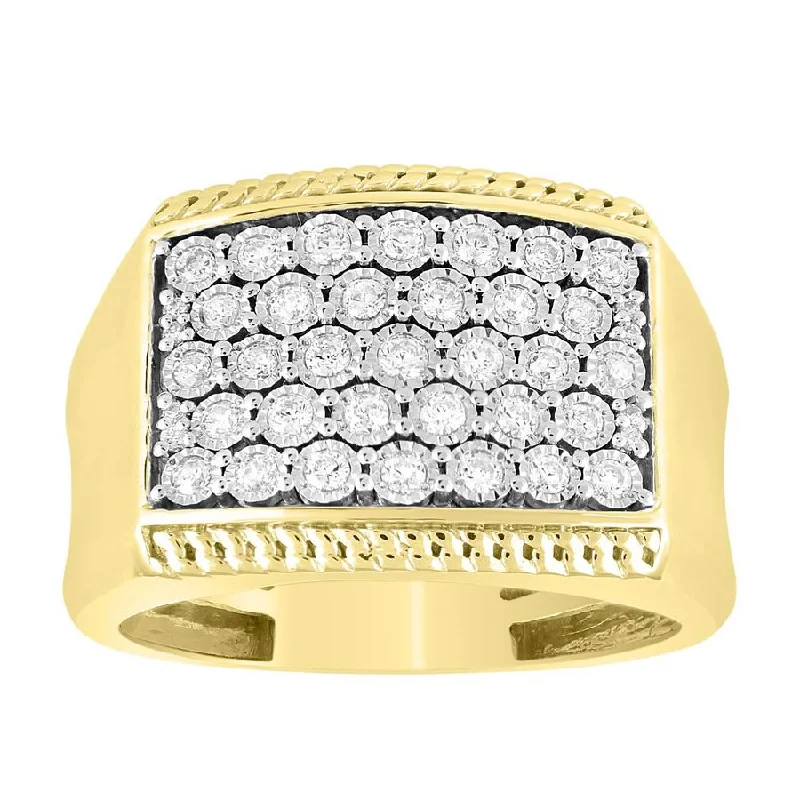 Women’s stackable engagement ring-MEN'S RING 0.50CT ROUND DIAMOND 10K YELLOW GOLD