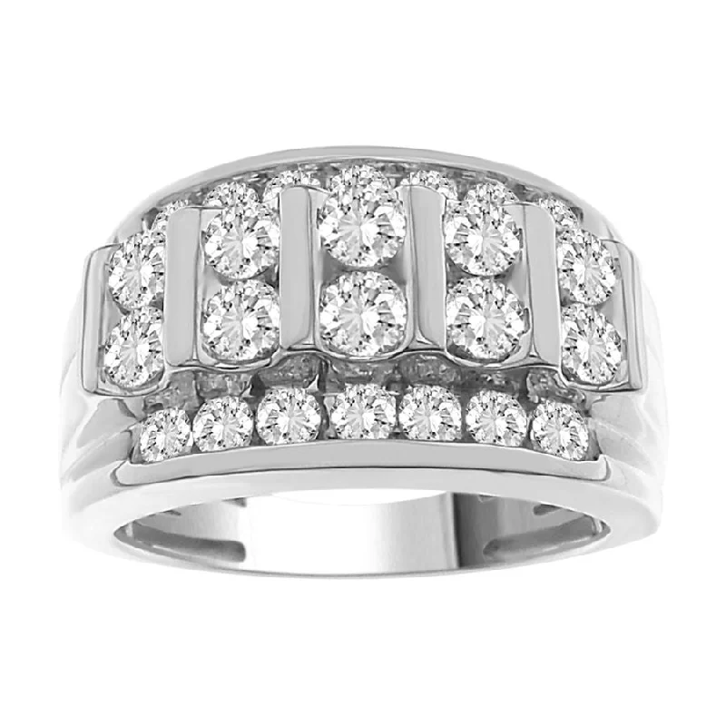 Women’s art deco diamond ring-MEN'S RING 3.00CT ROUND DIAMOND 10K WHITE GOLD