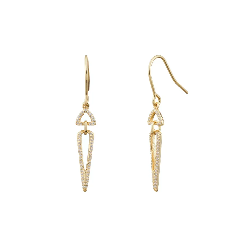 Women’s multi-stone earrings-Crystal Pave Geometric Triangle Statement Drop Earrings