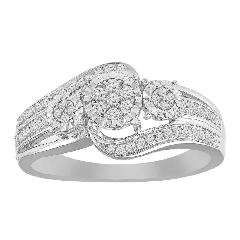 Women’s gold band ring-LADIES RING 0.10CT ROUND DIAMOND STERLING SILVER/WHITE GOLD