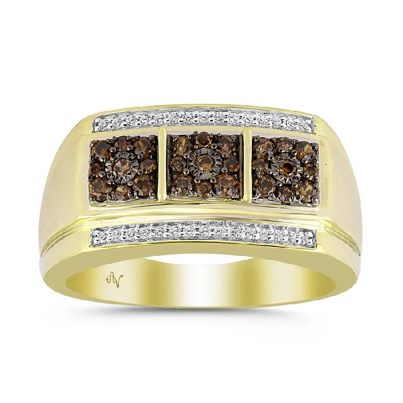 Women’s engagement ring set-MEN'S RING 0.50CT DARK BROWN/ROUND DIAMOND 10K YELLOW GOLD