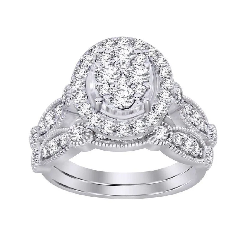 Women’s minimalist engagement ring-LADIES RING 1.50CT ROUND DIAMOND 14K WHITE GOLD