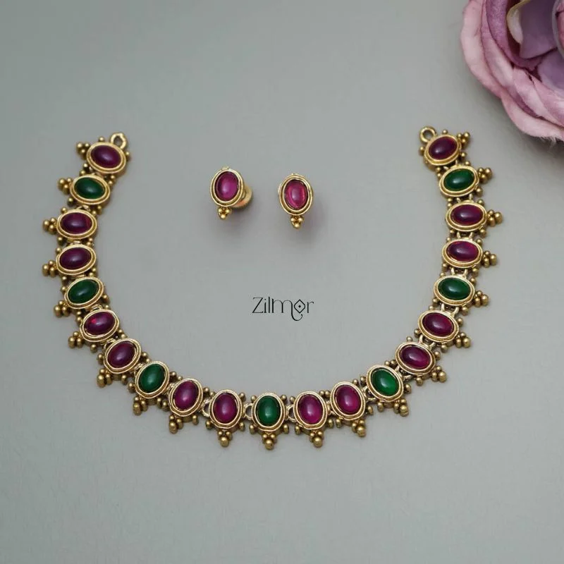 Women’s diamond earrings-NV101284 - Antique Choker with Earrings