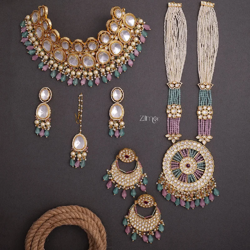 Women’s bridal earrings-KH200106 - Bollywood Style Kundan Necklace Earrings Bridal Set