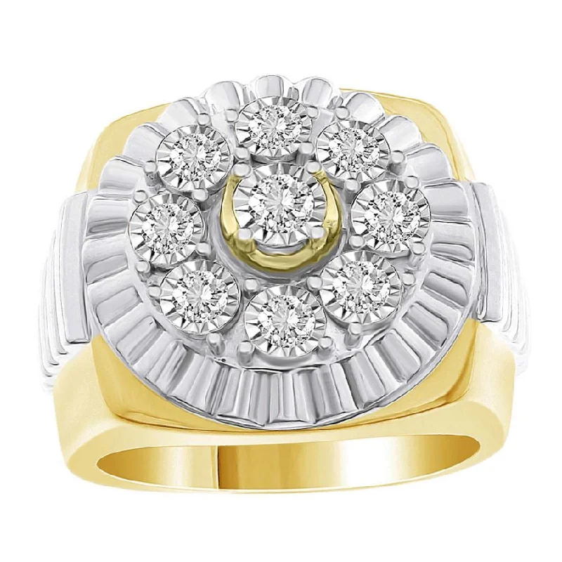 Women’s eternity ring-MEN'S RING 1.00CT ROUND DIAMOND 10K YELLOW GOLD