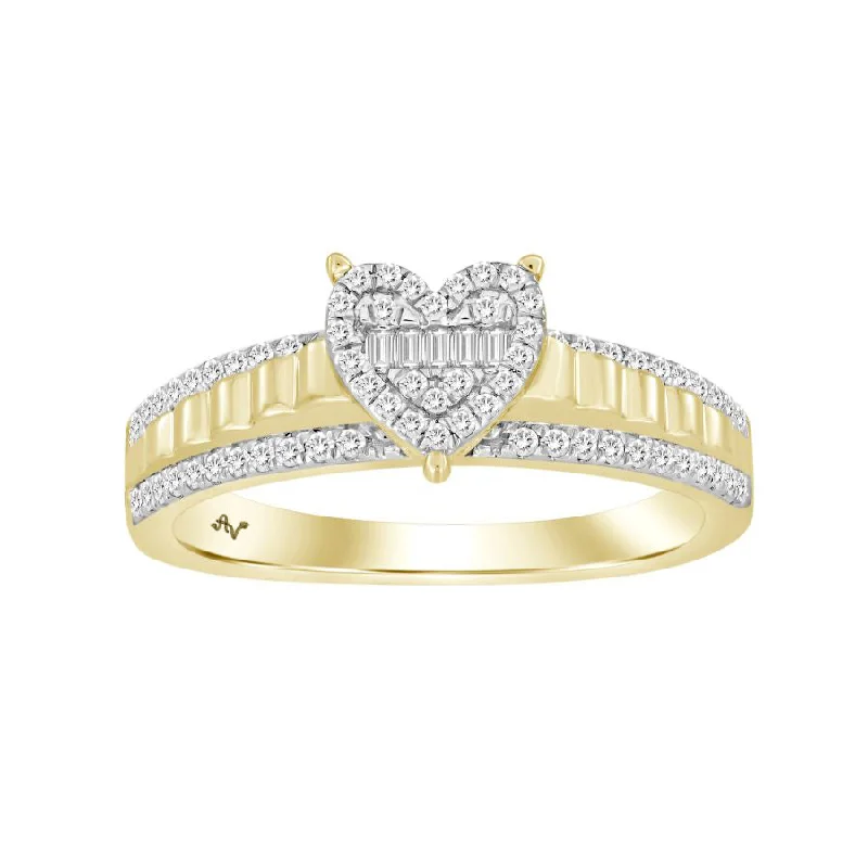 Women’s diamond ring-LADIES RING 0.25CT ROUND/BAGUETTE DIAMOND 10K YELLOW GOLD