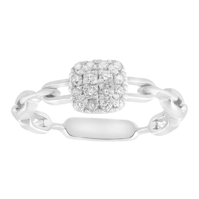 Women’s cocktail ring-LADIES RING 0.20CT ROUND DIAMOND 14K WHITE GOLD