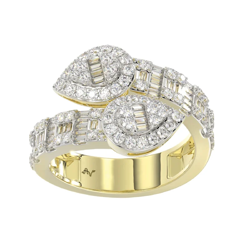 Women’s fancy diamond ring-LADIES RING 1.00CT ROUND/BAGUETTE DIAMOND 14K YELLOW GOLD