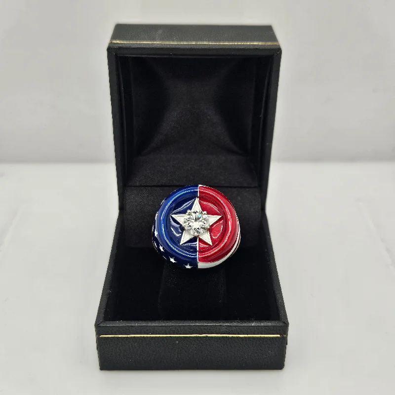 Women’s solitaire ring-American Pride Flag Sterling Silver & 1ct Diamond Men's Ring