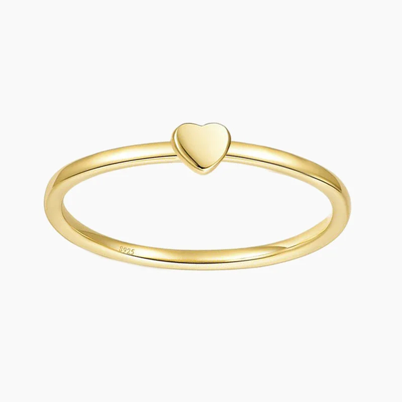 Women’s gemstone cocktail ring-Stackable Gold Plated Heart Ring