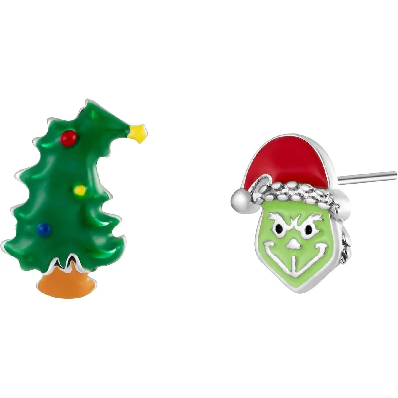 Women’s trendy earrings-Grinch Stole Christmas Mismatch Earring Studs