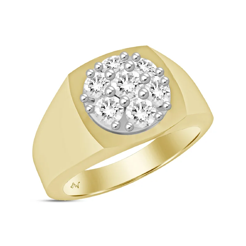 Women’s eternity ring-MEN'S RING 1.00CT ROUND DIAMOND 14K YELLOW GOLD