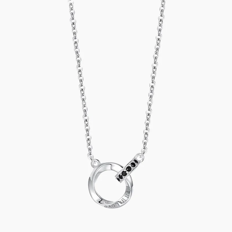 Women’s bold cocktail ring-925 Sterling Silver Mobius Double Ring Necklace