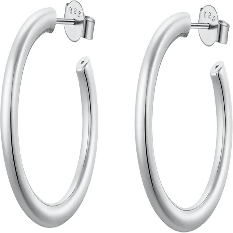 Women’s luxury crystal earrings-Classic Silver 25mm Hoop Earrings