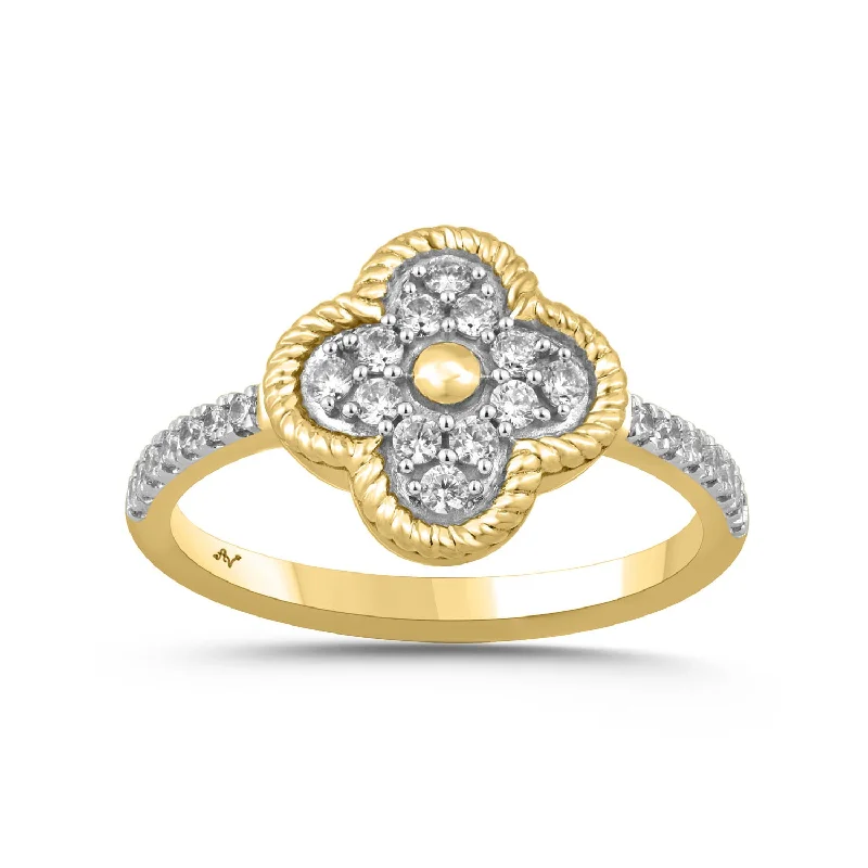 Women’s sterling silver band ring-LADIES RING 0.13CT ROUND DIAMOND 10K YELLOW GOLD