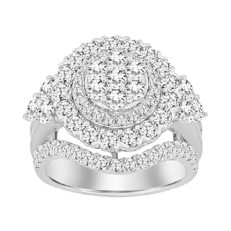 Women’s art deco diamond ring-LADIES RING 3.00CT ROUND/BAGUETTE DIAMOND 10K WHITE GOLD