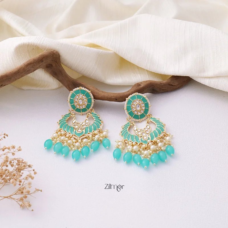 Women’s vintage-inspired earrings-Kundan Enameled Earrings - FS100861