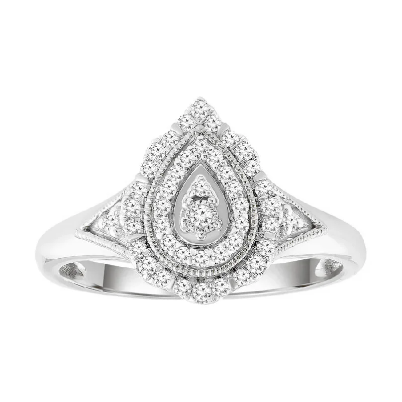 Women’s large statement ring-LADIES RING 0.20CT ROUND DIAMOND 10K WHITE GOLD