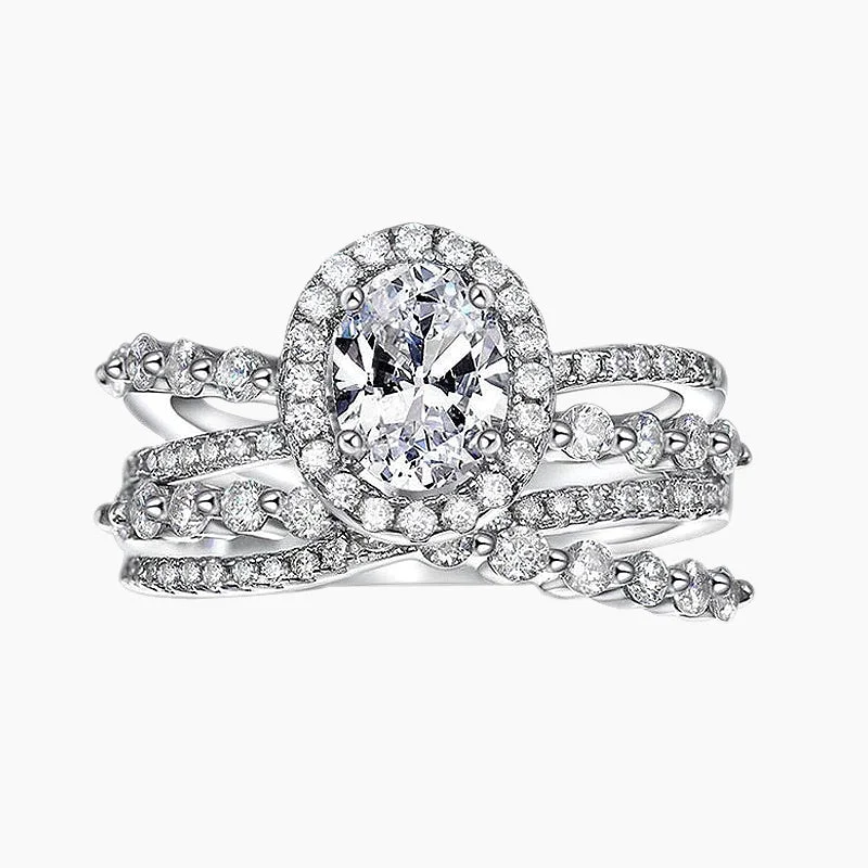 Women’s radiant diamond ring-Luxe Oval Cut CZ Ring in Sterling Silver