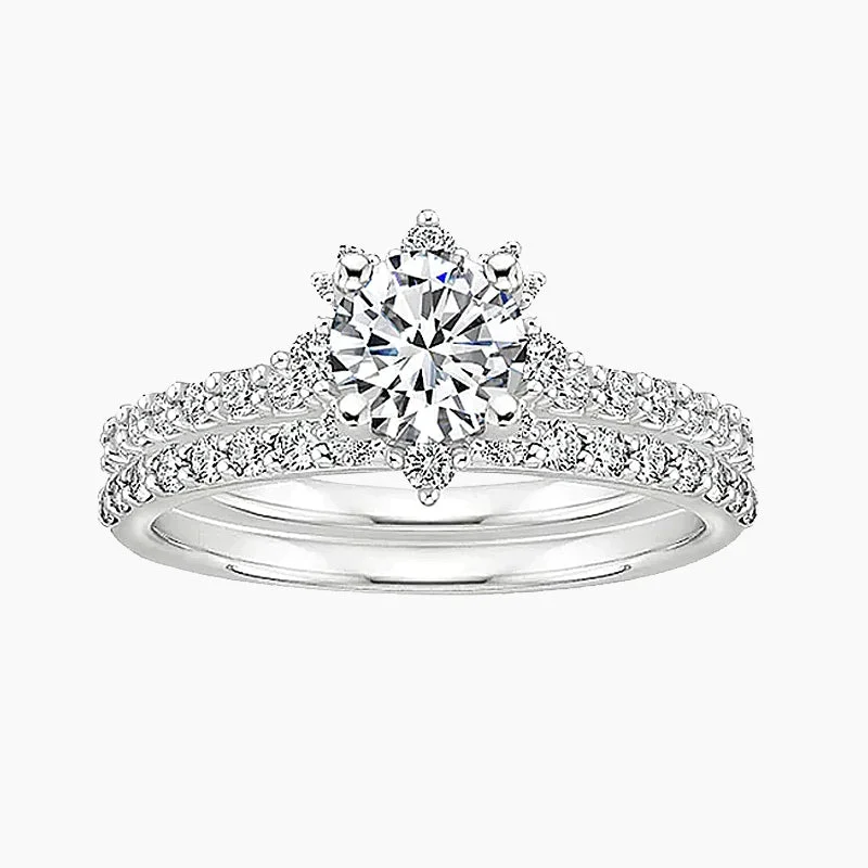 Women’s classic diamond ring-Nature Inspired 925 Silver Petal Gemstone Ring