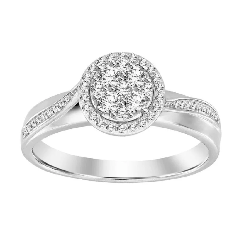 Women’s bold statement ring-LADIES RING 0.25CT ROUND DIAMOND 10K WHITE GOLD