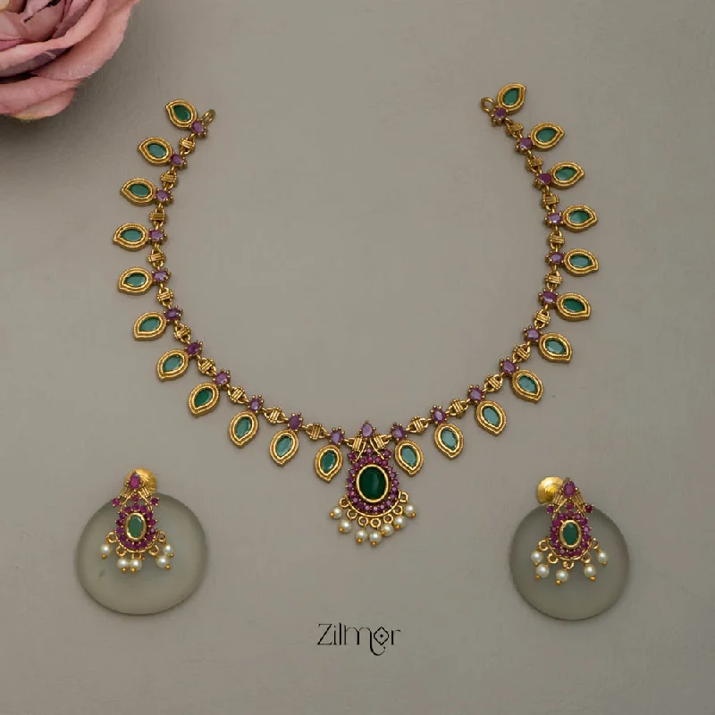 Women’s romantic earrings-NV101734 - Antique Palakka Necklace Earrings Set