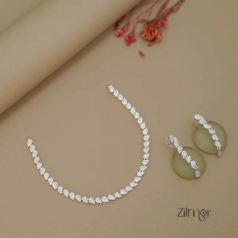 Women’s unique diamond earrings-SN1011449 - AD Stone Choker Necklace Earrings Set