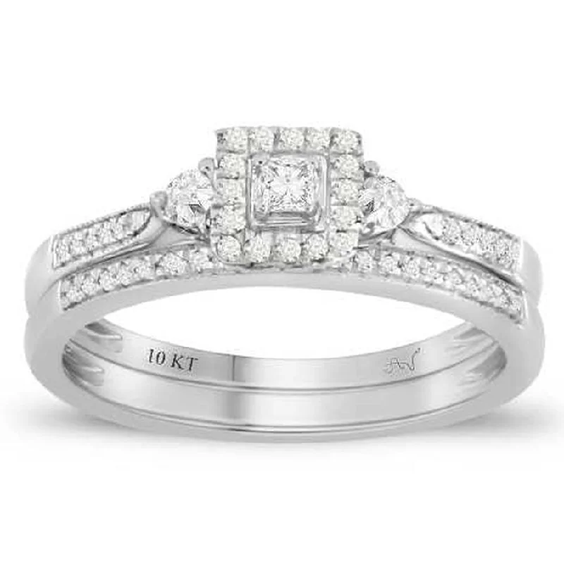 Women’s classic diamond ring-LADIES RING 0.25CT ROUND/PRINCESS DIAMOND 10K WHITE GOLD