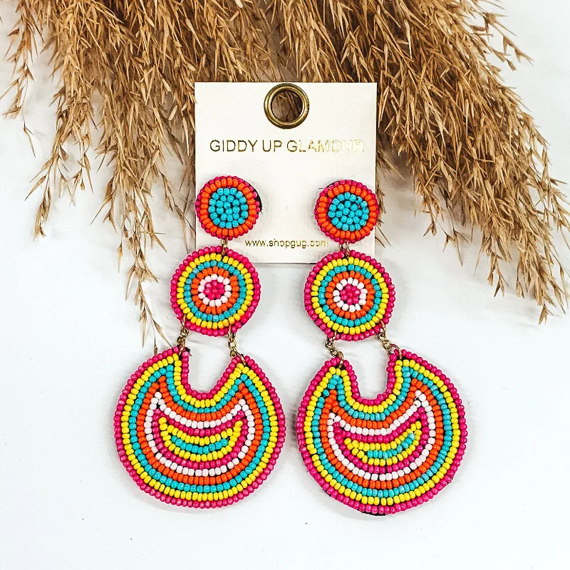 Women’s custom jewelry earrings-Pure Perfection Seed Bead 3 Tiered Drop Earrings in Multicolored