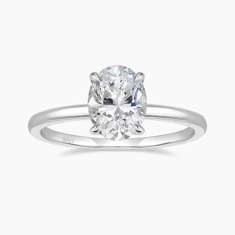 Women’s classic wedding band-3CT Oval Cut Solitaire Cubic Zirconia Promise Ring