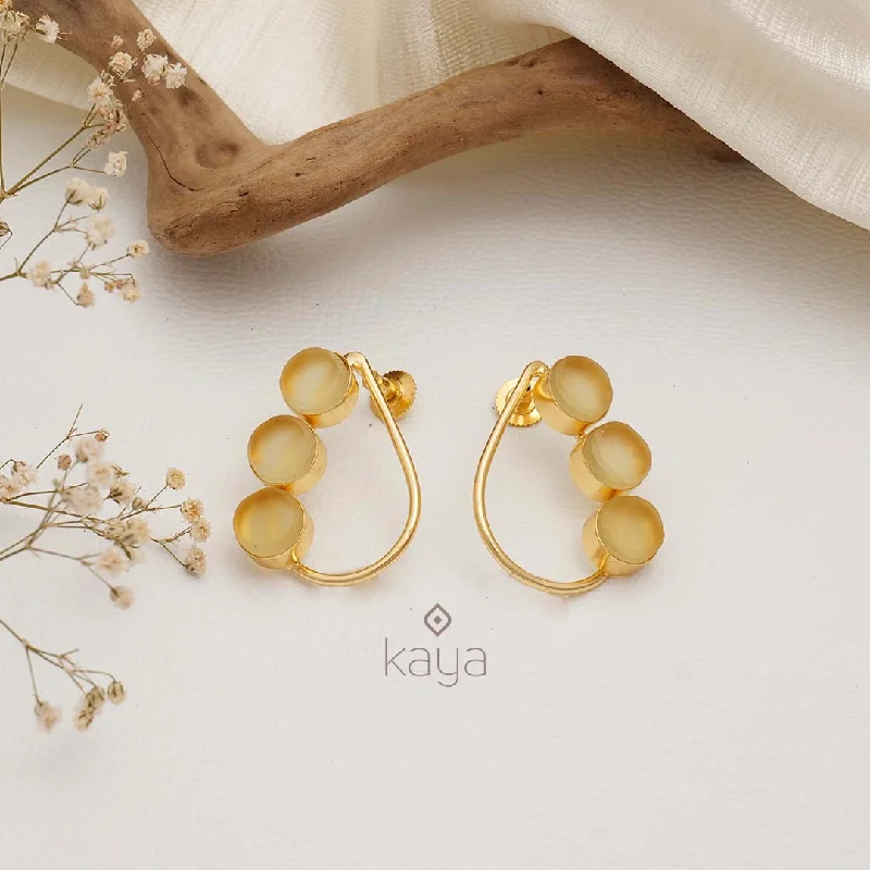 Women’s cuff earrings-Natural Raw Stone Earrings (color option) - KE100745