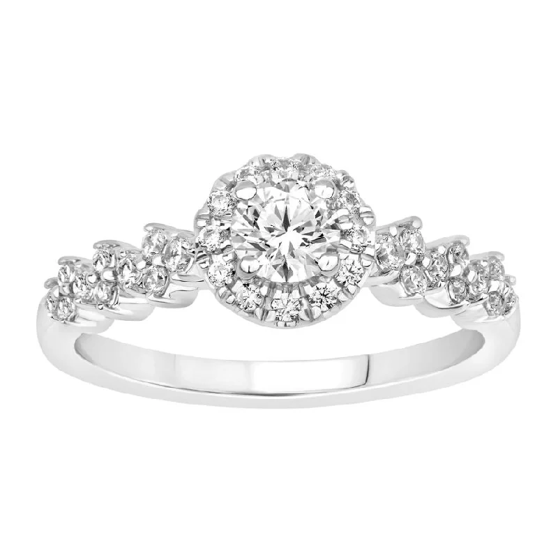 Women’s bridal ring-LADIES RING 1.00CT ROUND DIAMOND 14K WHITE GOLD (SI QUALITY) (CENTER STONE 0.75CT ROUND DIAMOND)