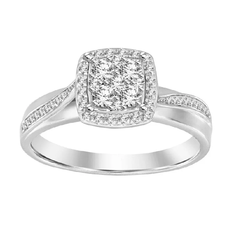 Women’s stackable ring-LADIES RING 0.25CT ROUND DIAMOND 10K WHITE GOLD